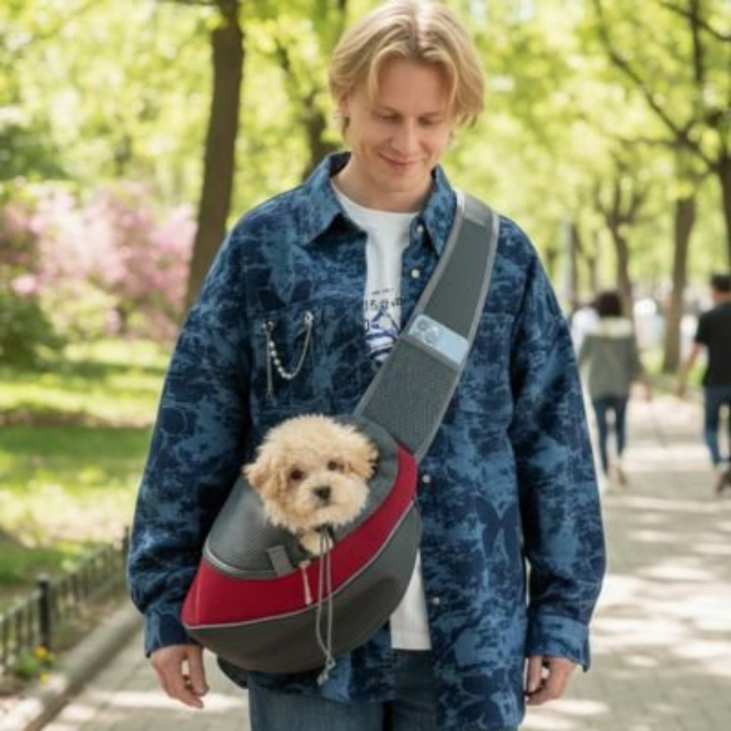 Sac de transport pour chien Voyageur Sécurisé rouge avec ouverture pour le chien
