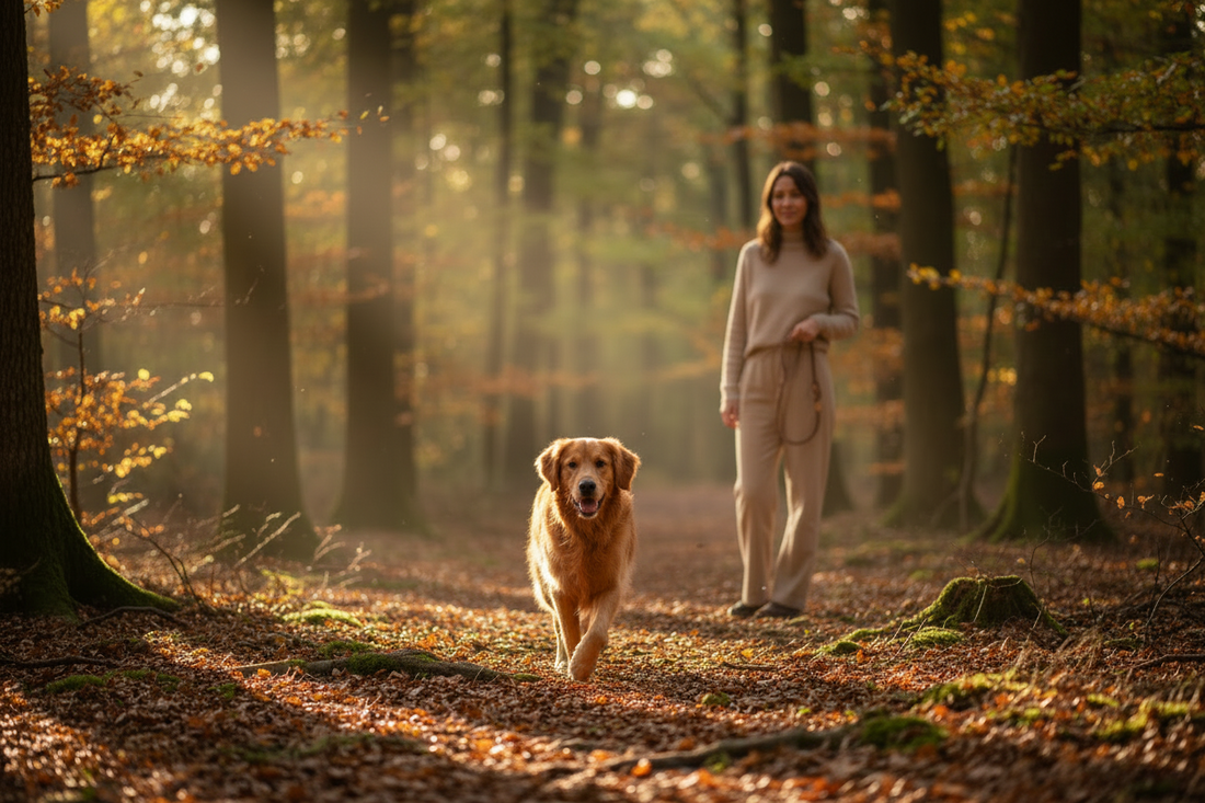 Chien courant librement en forêt en France — Mon chien Spirit