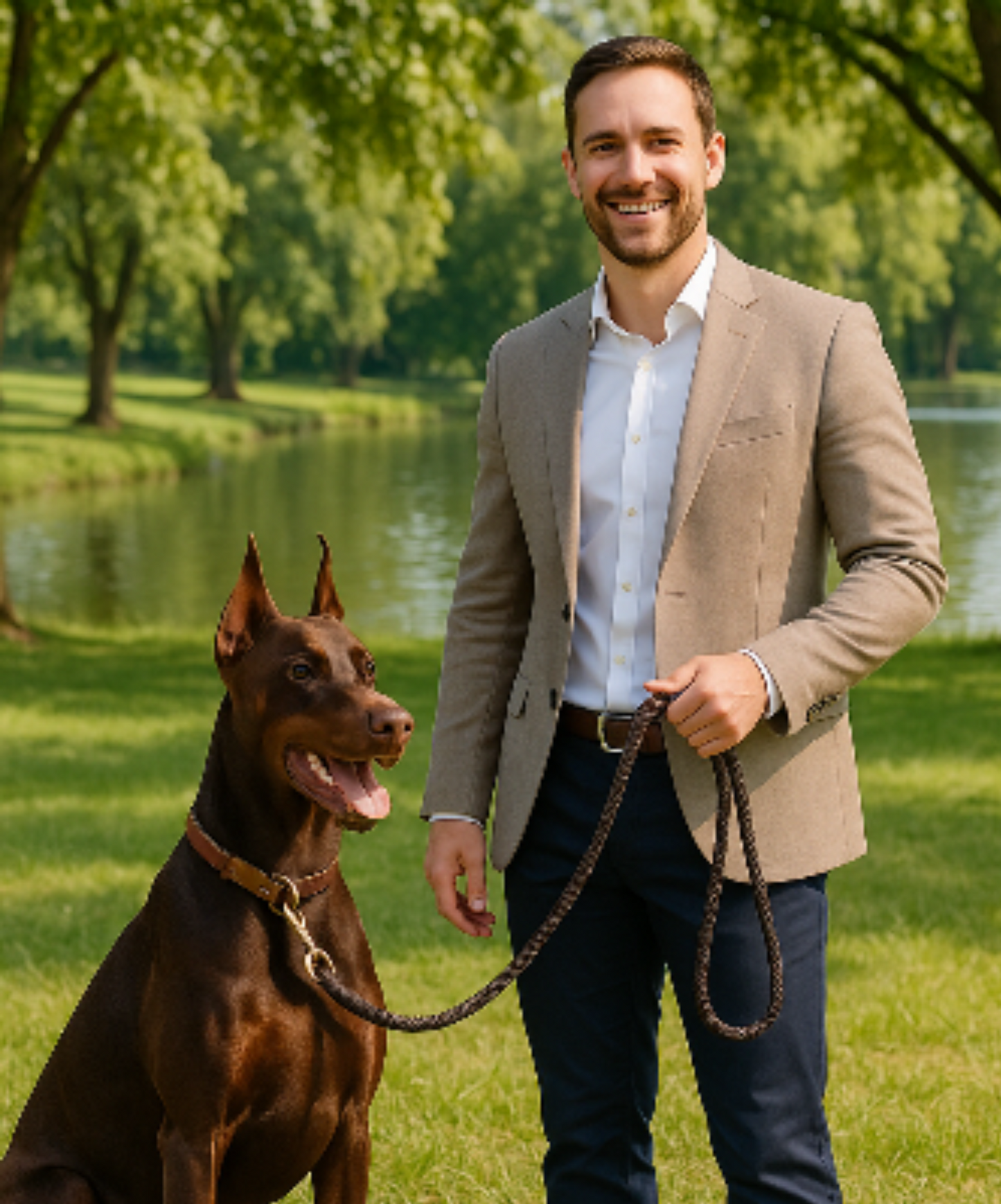 Laisse pour chien aby corde tressée sombre avec poignée, utilisée pour la promenade