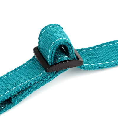 Harnais anti-traction bleu ciel, boucle de réglage noire et couture sur sangle