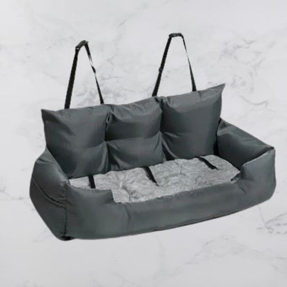 Siège auto pour chien gris, coussin rectangulaire rembourré avec rebords