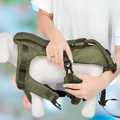 Sac à dos pour chien vert avec sangles réglables et attache frontale