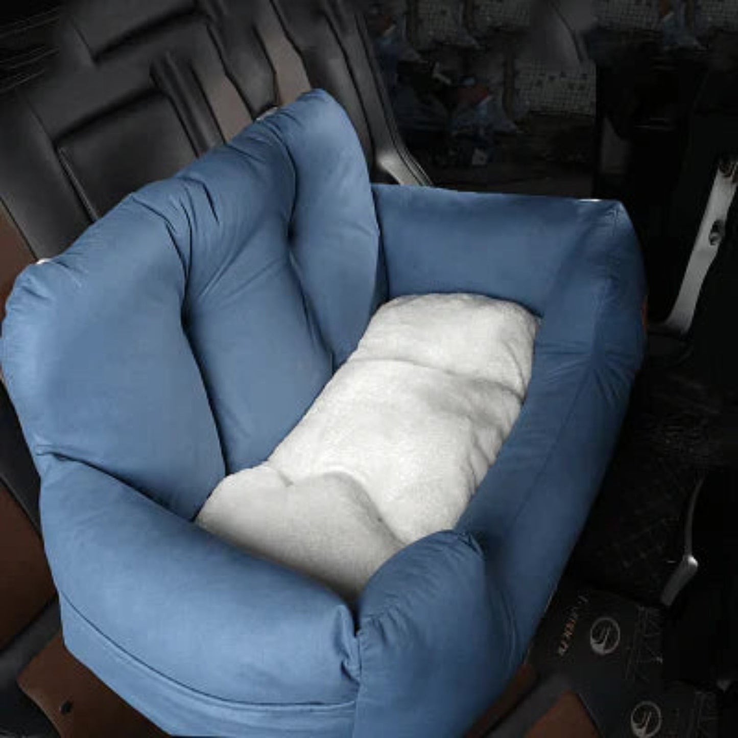 Siège auto pour chien bleu, coussin rembourré, avec sangle