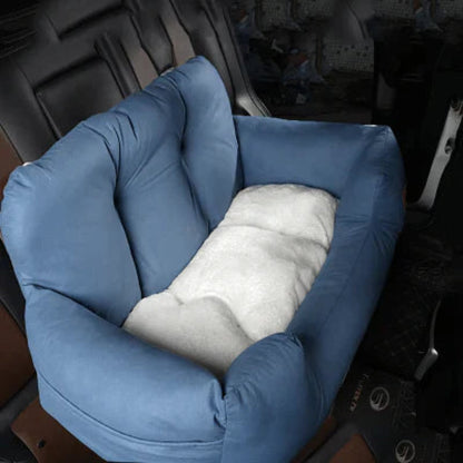 Siège auto pour chien bleu, coussin rembourré, avec sangle