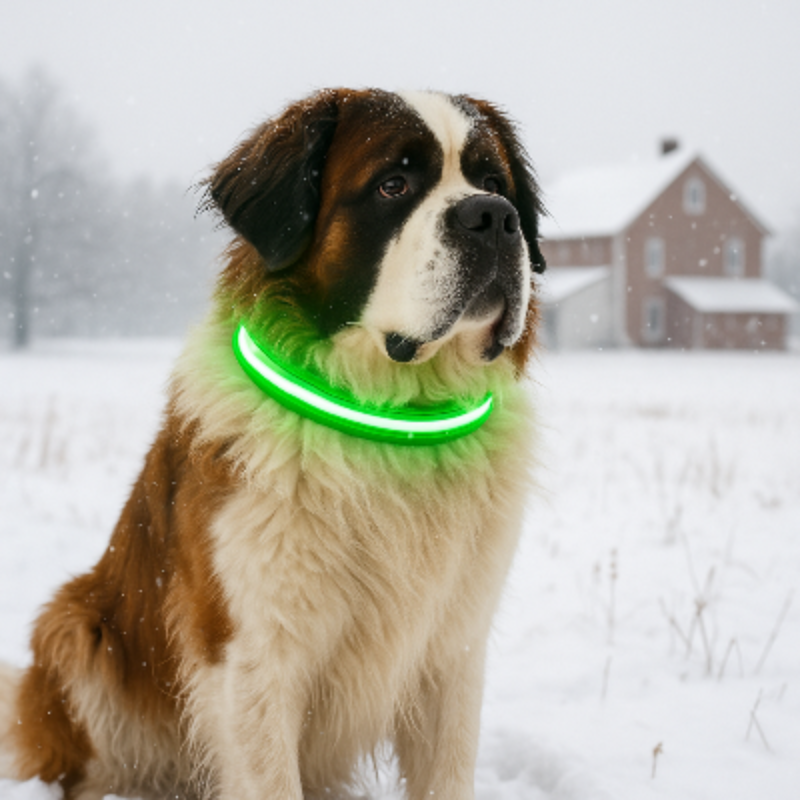Collier LED lumineux vert pour chien, bracelet lumineux vert autour du cou