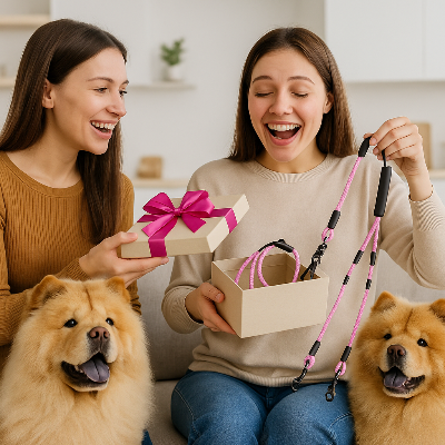 Cadeau anniversaire double laisse pour chien géniale