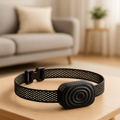 Collier anti aboiement chien seul sur table