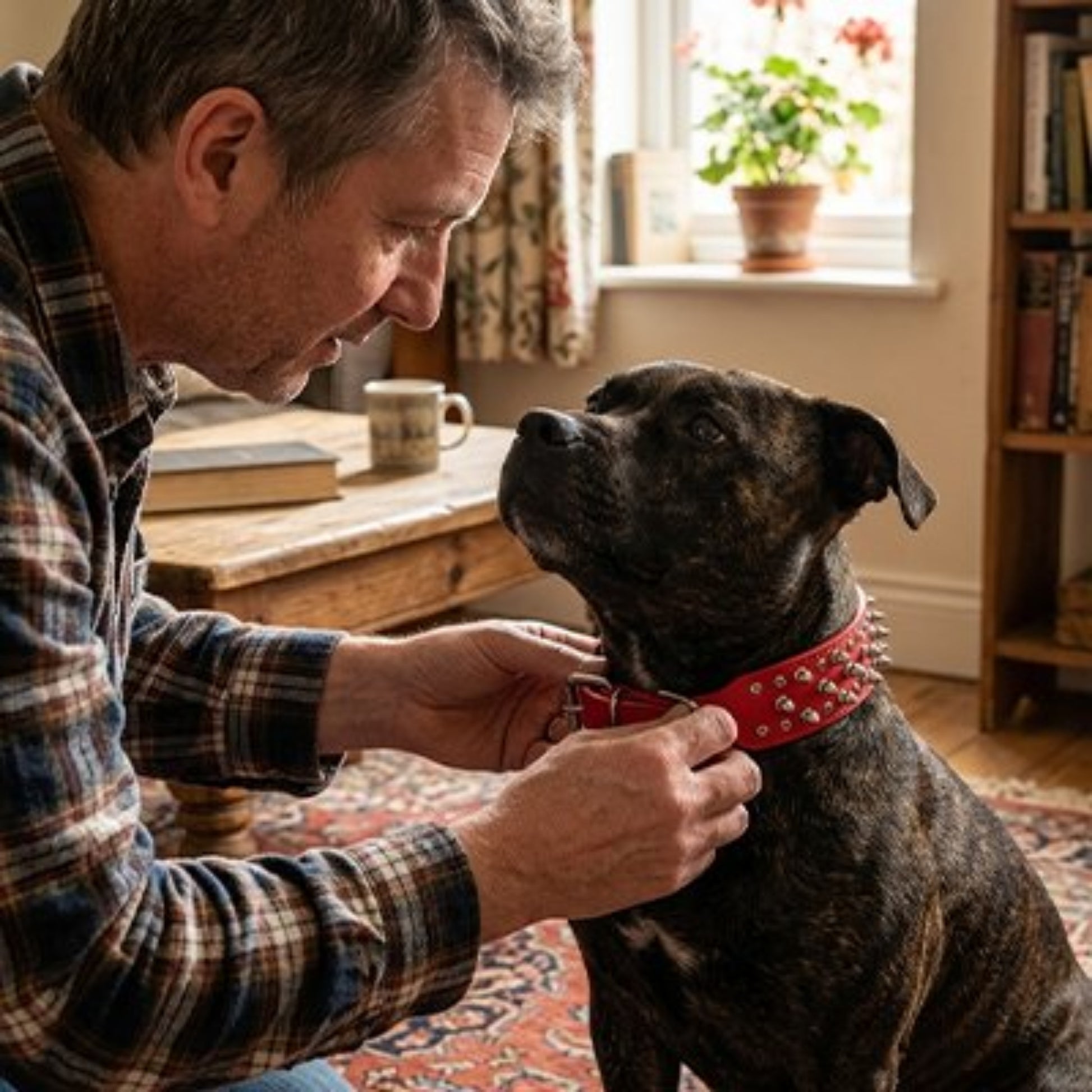 Collier Chien rouge homme l attache devant Rex