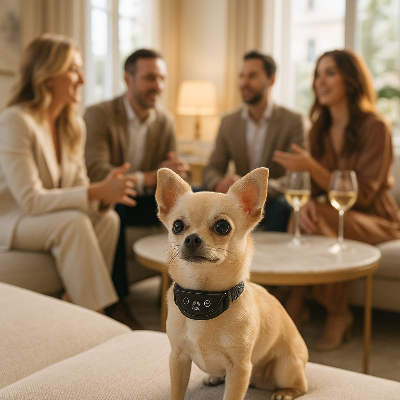 En famille collier anti aboiement petit chien