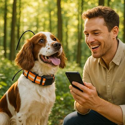 Épagneul collier GPS chien chasse ravi