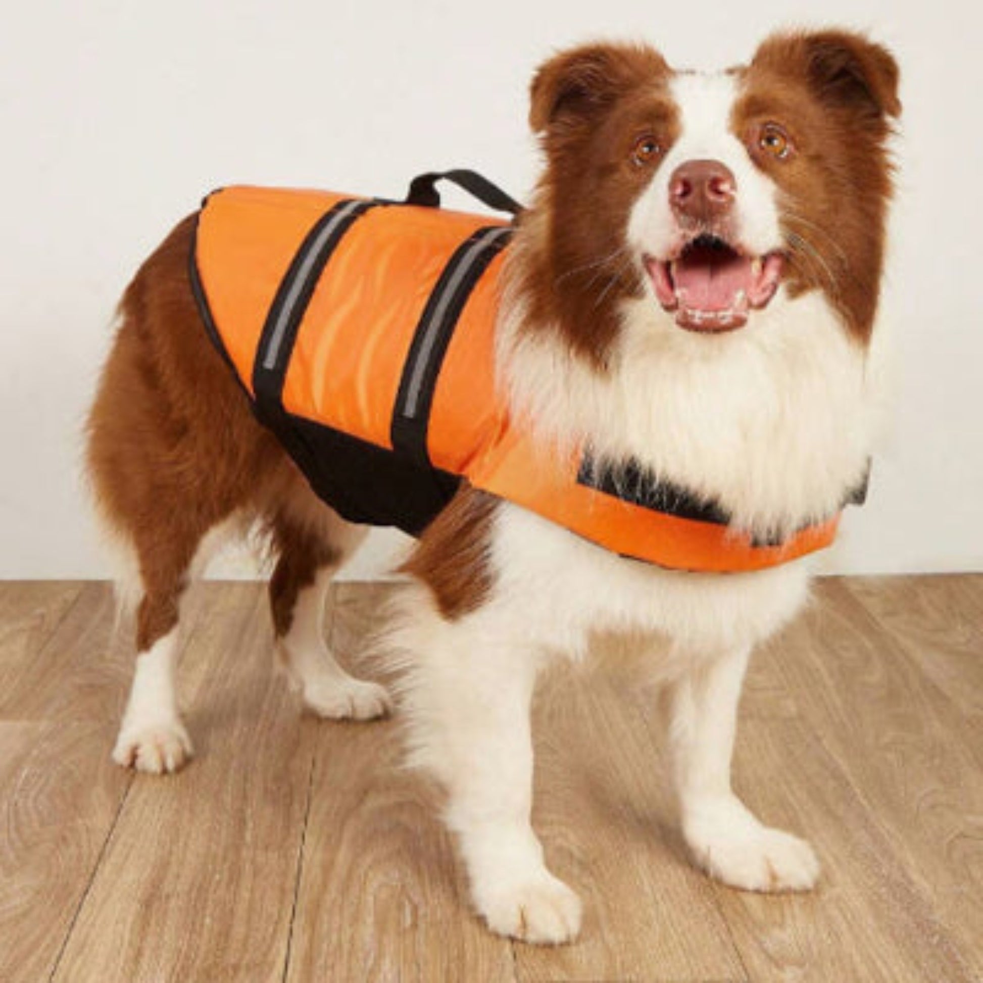 Gilet de sauvetage Aqua orange, sangles noires sur le corps et le ventre