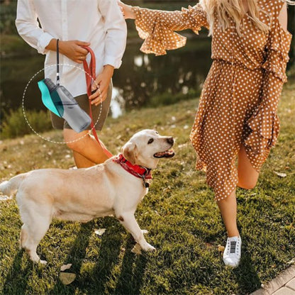 Gourde pour chien​ pendant une balade au bras