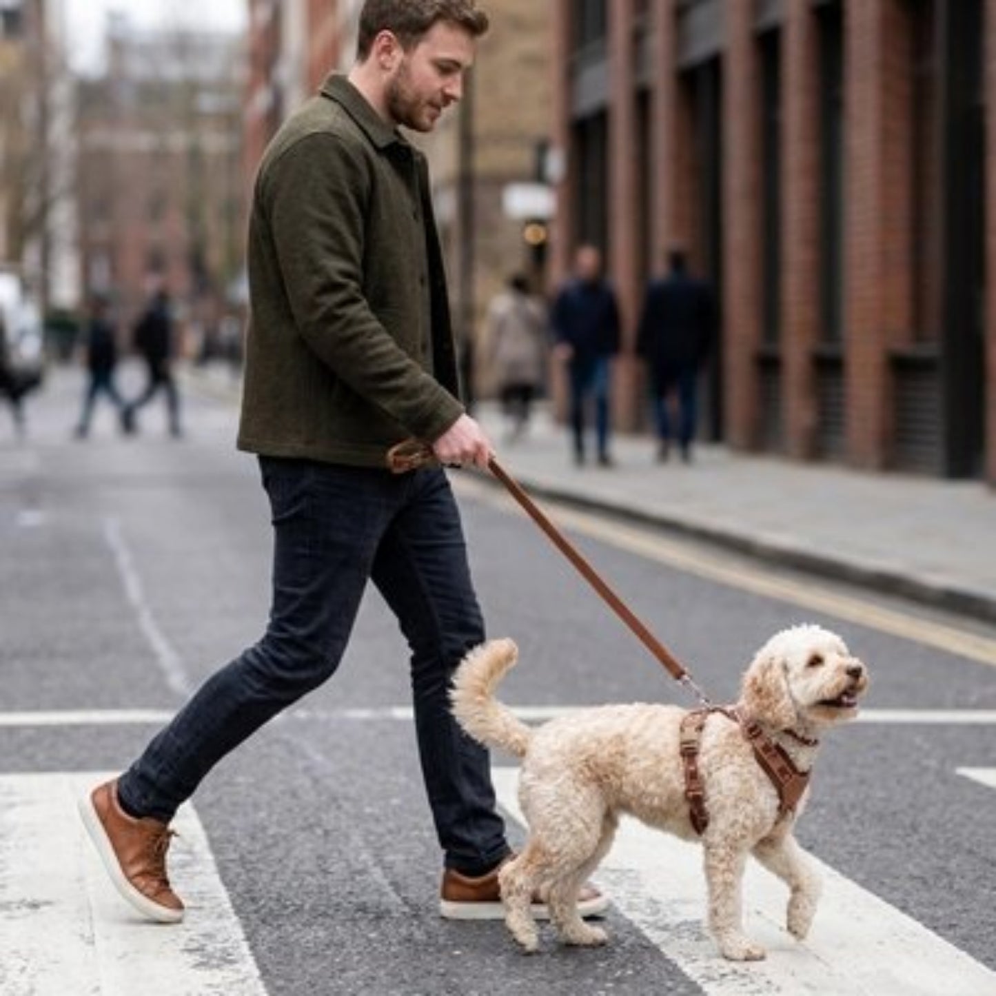 Harnais chien en Y marche avec son humain