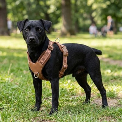 Harnais chien en Y sur chien noir