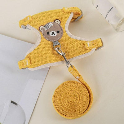 Harnais pour petit chien jaune adorable