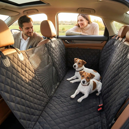 Housse de siège voiture chien noire matelassée couvrant les dossiers et l’assise