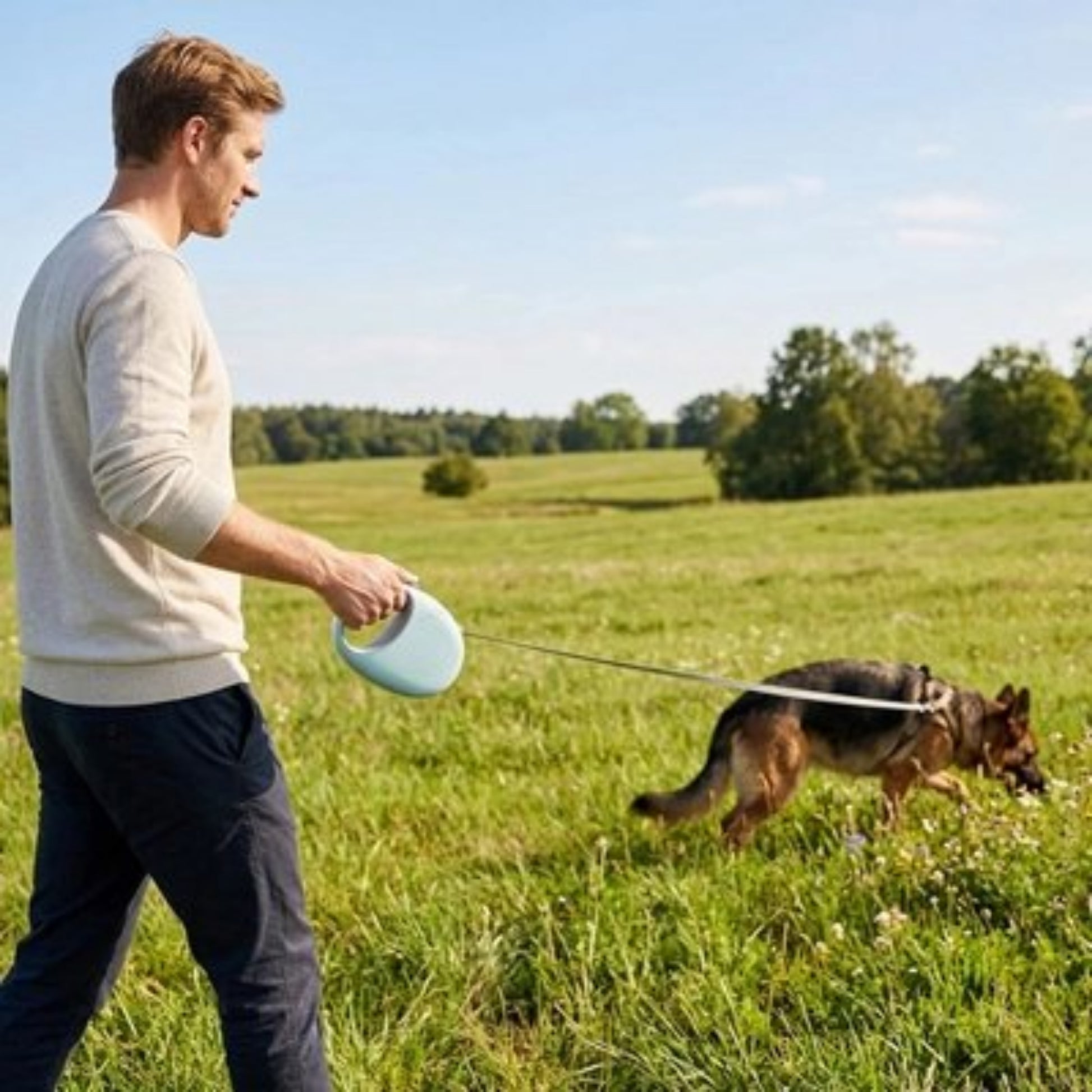 Laisse de Chien berger allemand champs homme