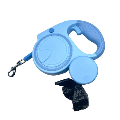 Laisse enrouleur gros chien bleu