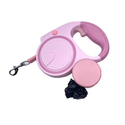 Laisse enrouleur gros chien rose
