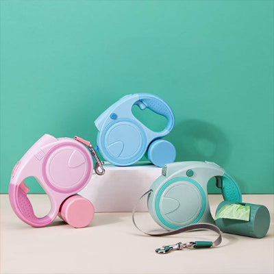 Laisse enrouleur gros chien trois couleurs