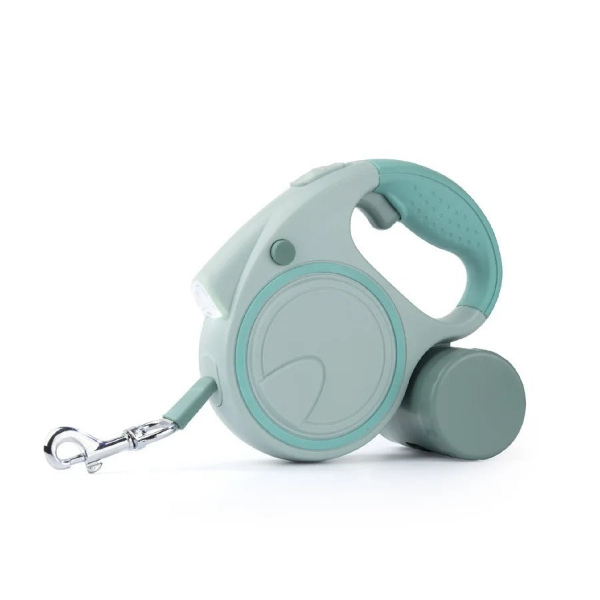 Laisse enrouleur rétractable pour chien, boîtier bleu clair et sangle vert menthe