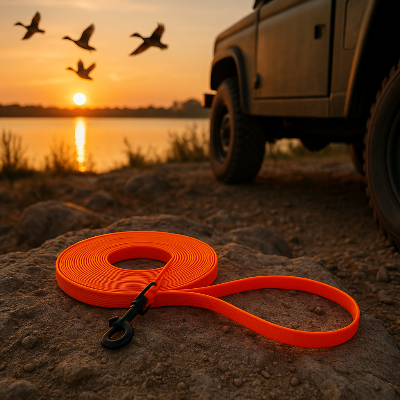 Laisse pour chien, on voit les canards