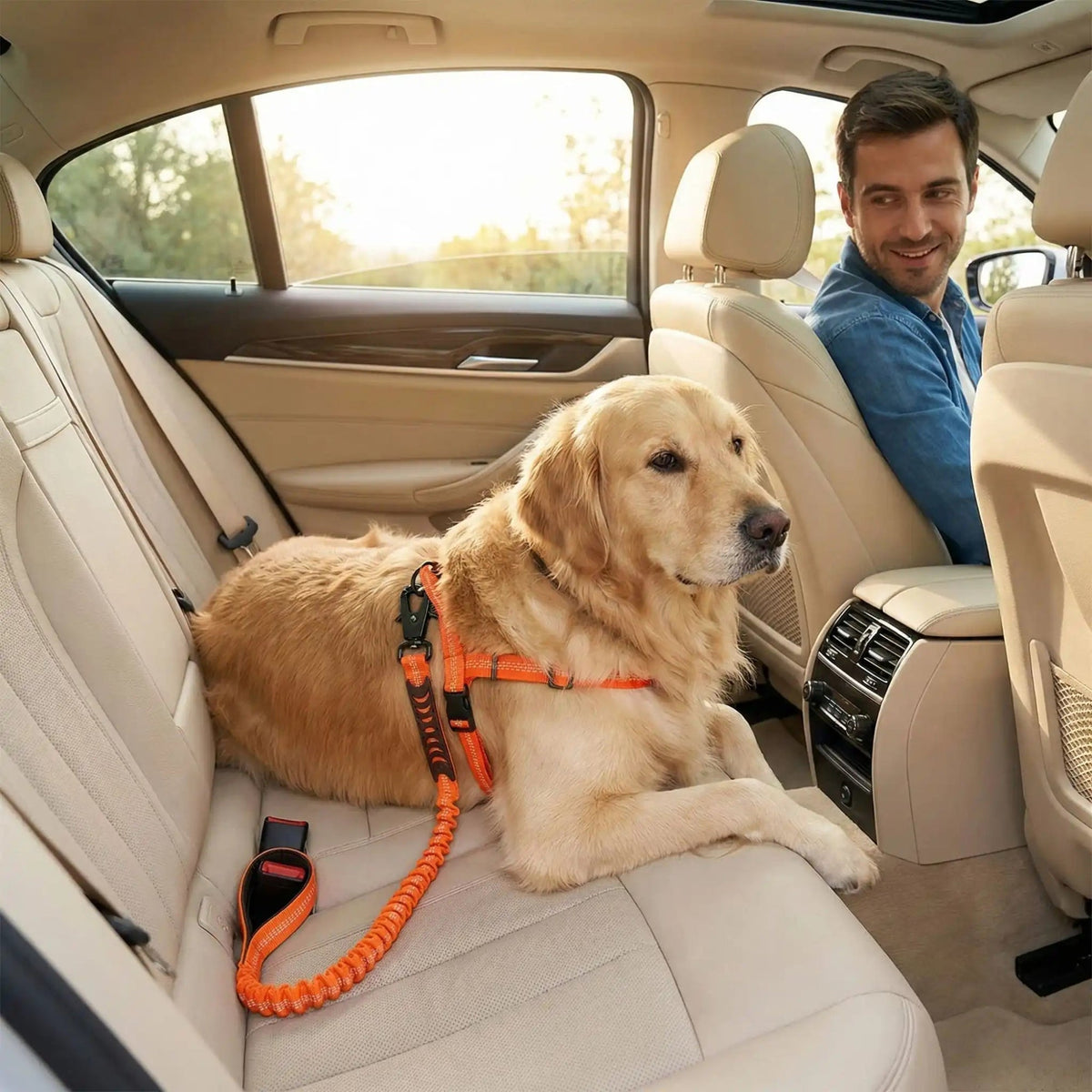 Laisse pour chien abacule orange, laisse tressée avec attache sur le harnais