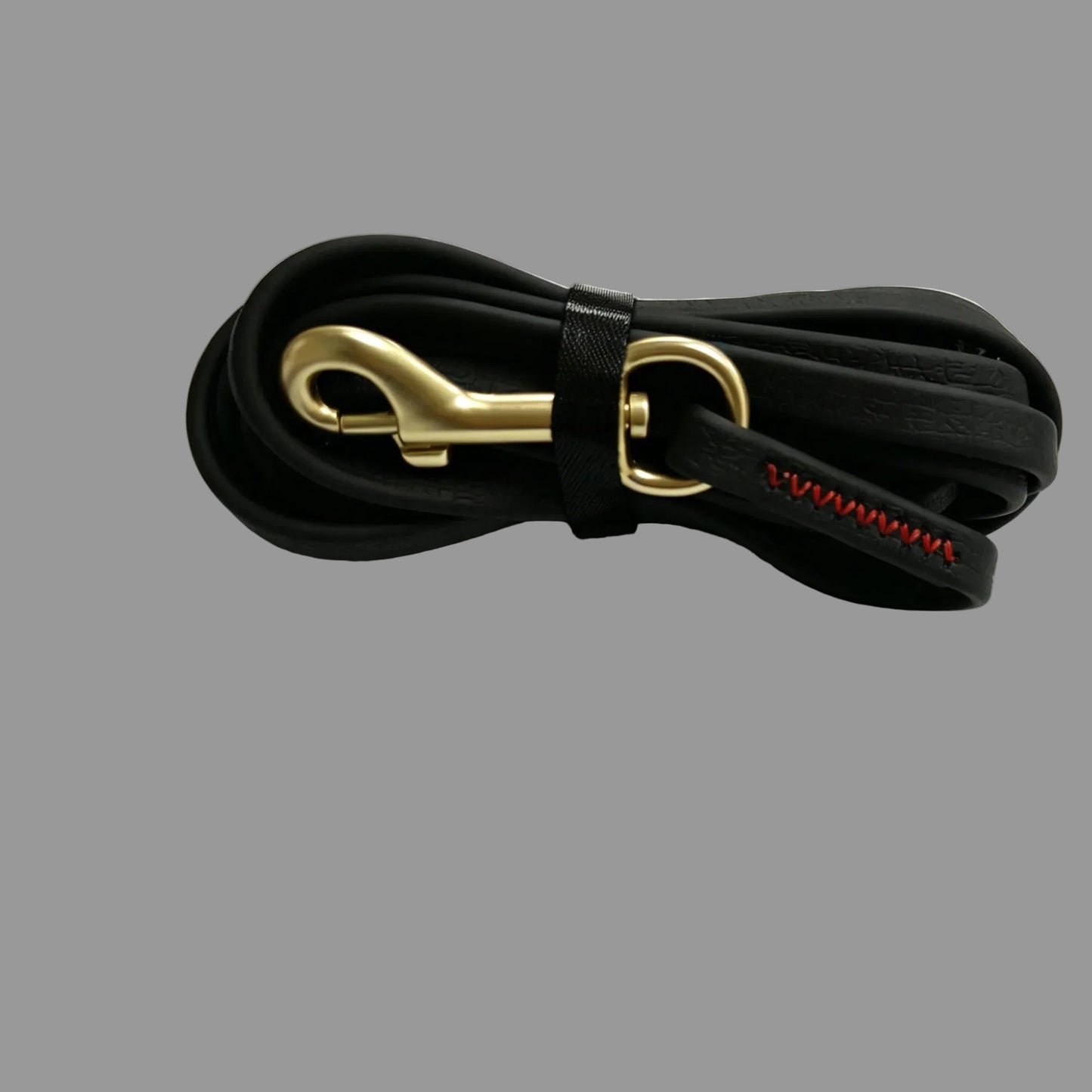 Laisse pour chien noire, corde et mousqueton doré