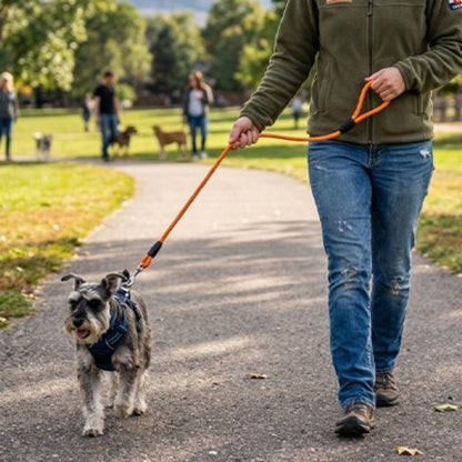 Longe pour chien 5 m orange, corde tressée et mousqueton