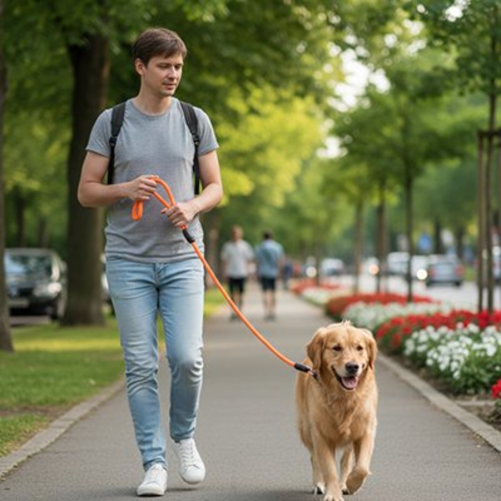 Longe pour chien 5 m orange, corde torsadée avec poignée