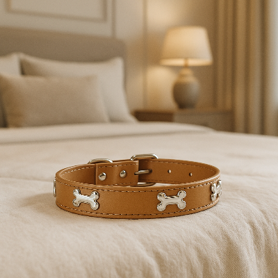 Magnifique collier en cuir poiur chien