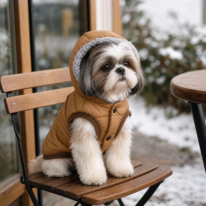 Manteau Chien assis confortablement à l'extérieur 