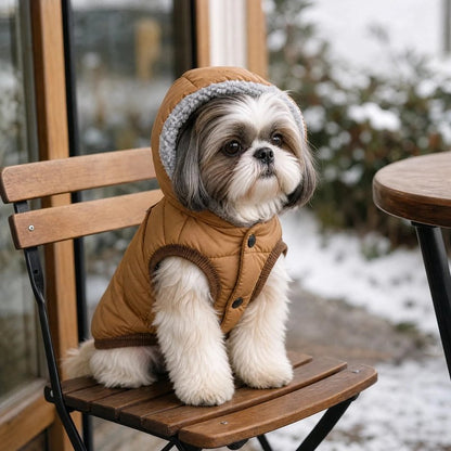 Manteau Chien assis confortablement à l'extérieur 