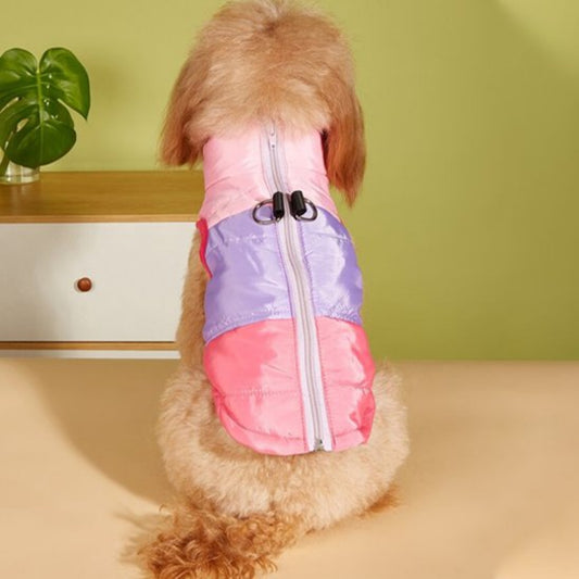 Manteau imperméable pour chien XS lilas et rose, fermeture zippée et bords souples