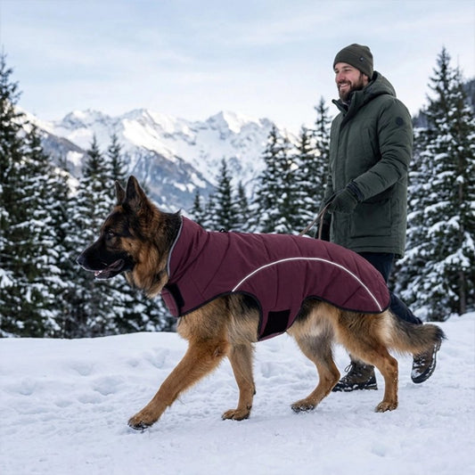 Manteau pour chien berger allemand dans la neige