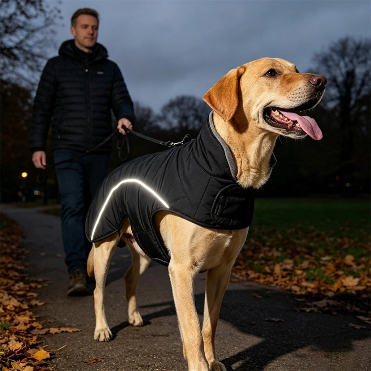 Manteau pour chien bien visible dans le noir