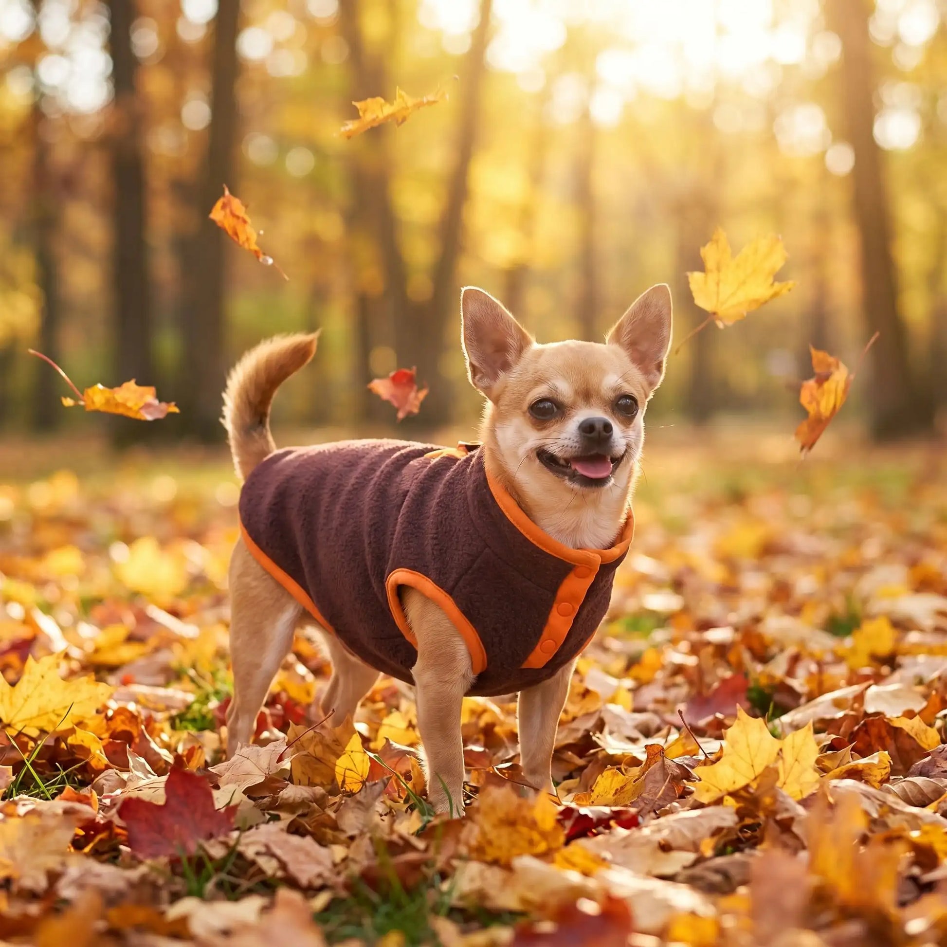 Manteau pour chien sur chihuahua à l'autommne