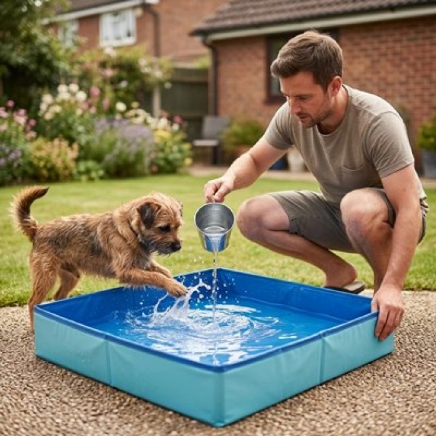 Piscine Chien facile à remplir d'eau et prend peu de place