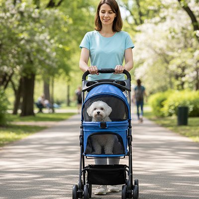 Poussette pour Chien bleu