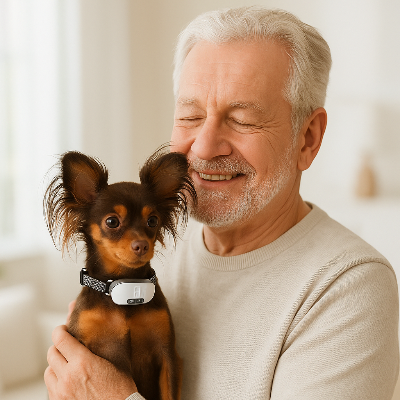 Collier anti-aboiement blanc pour petit chien, boîtier ovale et sangle réglable