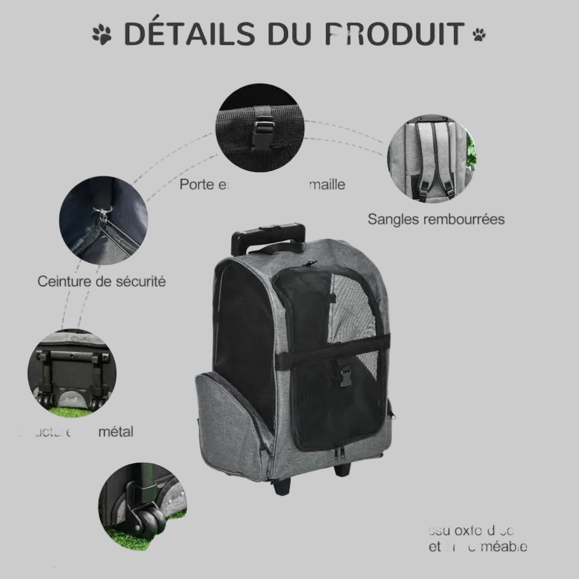 Les caractéristique du sac à dos pour chien 2 en 1 