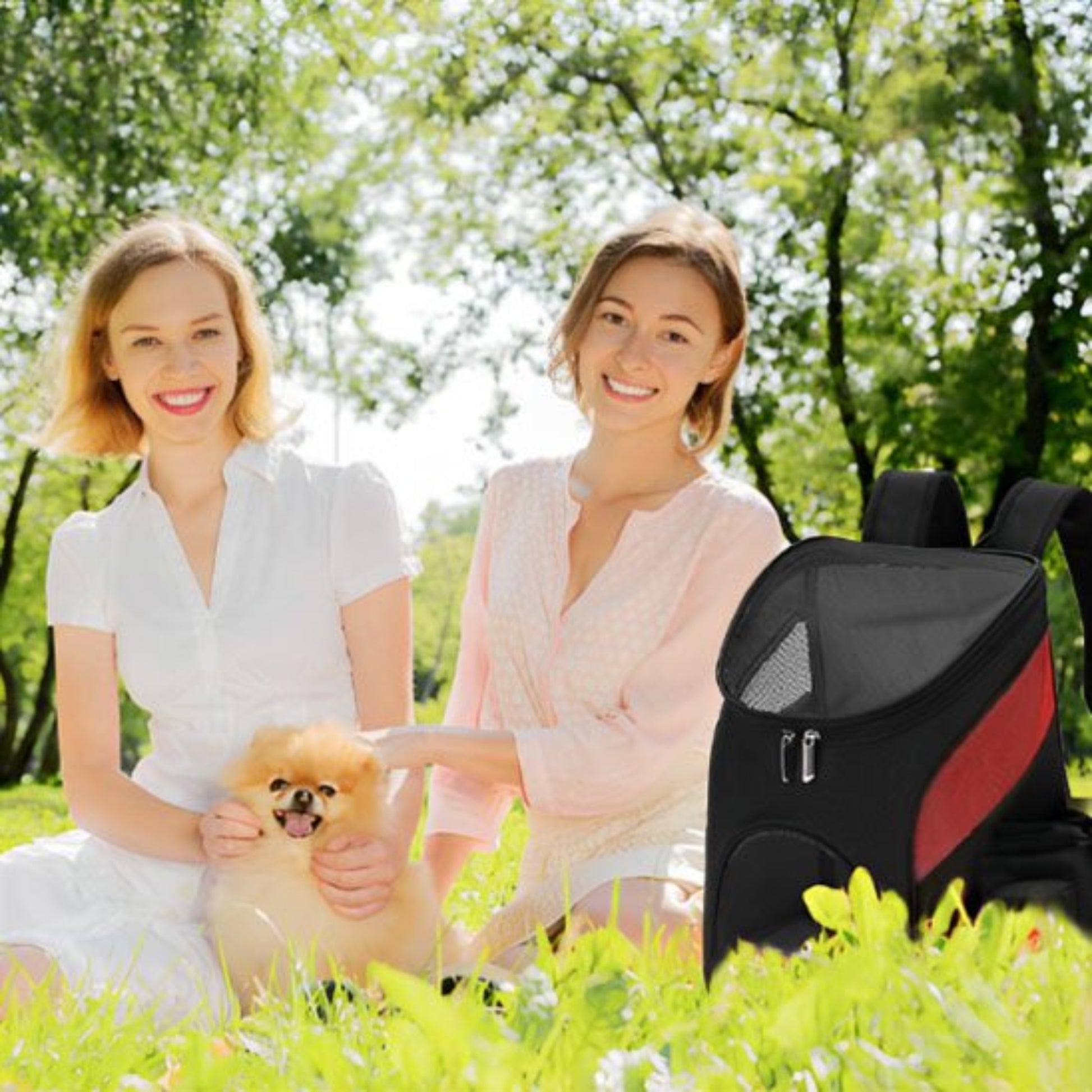 Sac à dos pour chien de moto noir et rouge avec fenêtre en maille