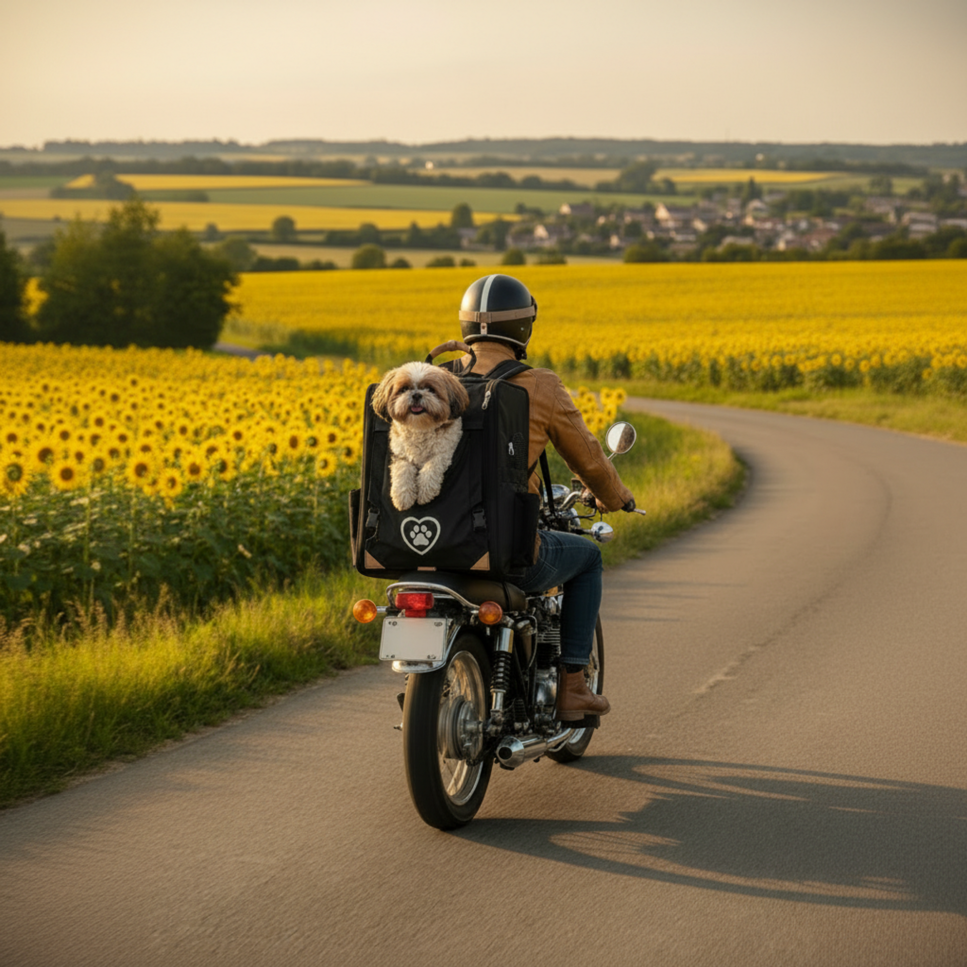 Sac à dos pour chien moto noir magnifique