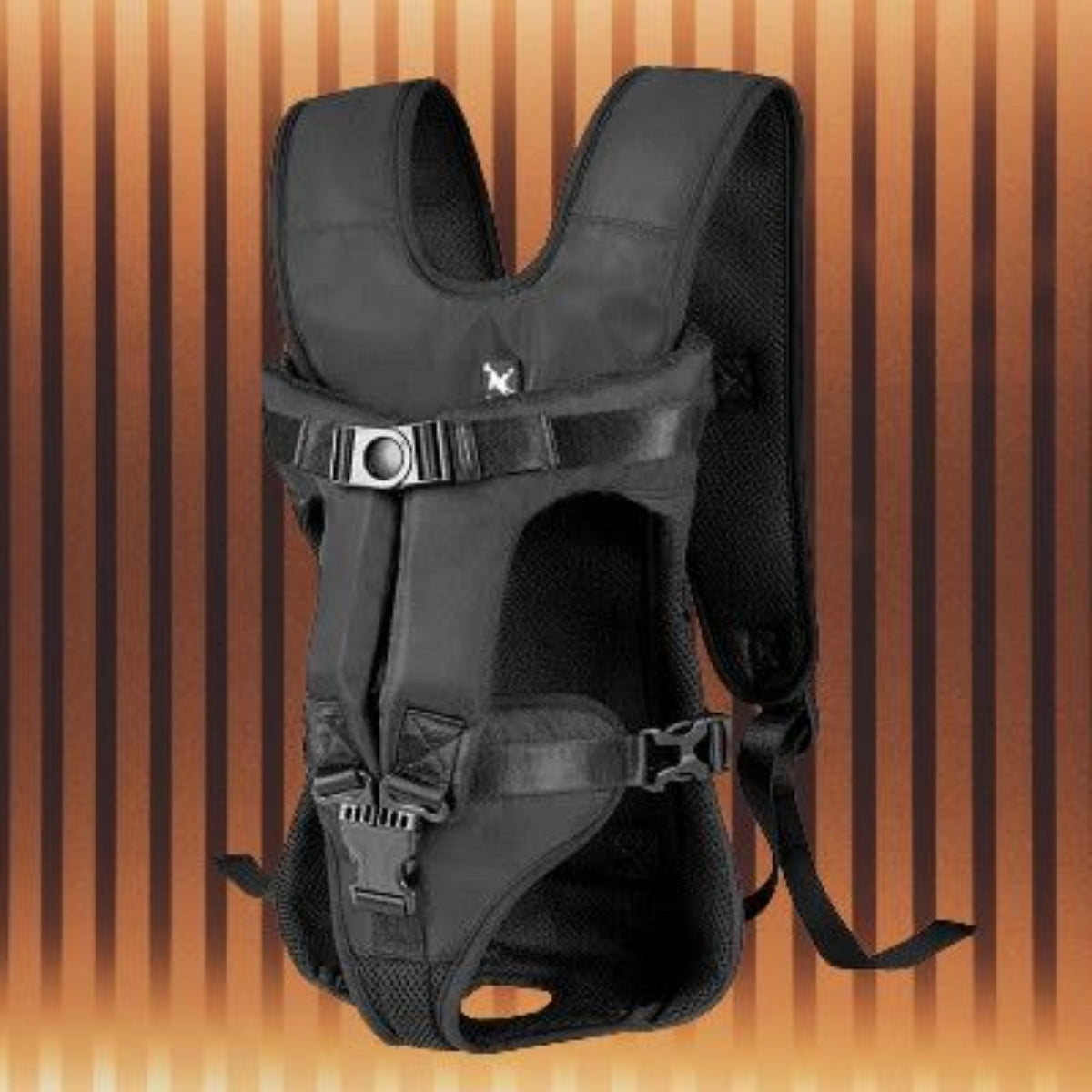 Sac à dos pour chien noir, structure rembourrée avec bretelles et sangles