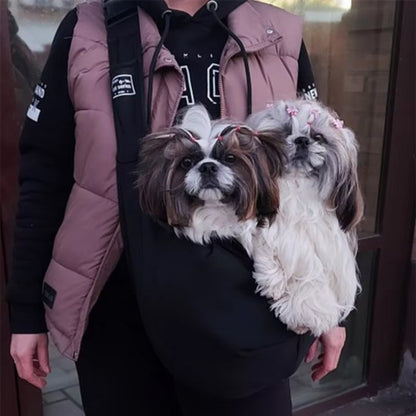 Sac de transport bandoulière pour chien noir, bandoulière et œillet de fixation