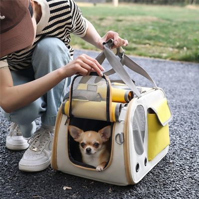 sac de transport chien jaune