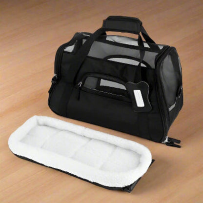 Sac de transport pour chien noir avec doublure moelleuse amovible
