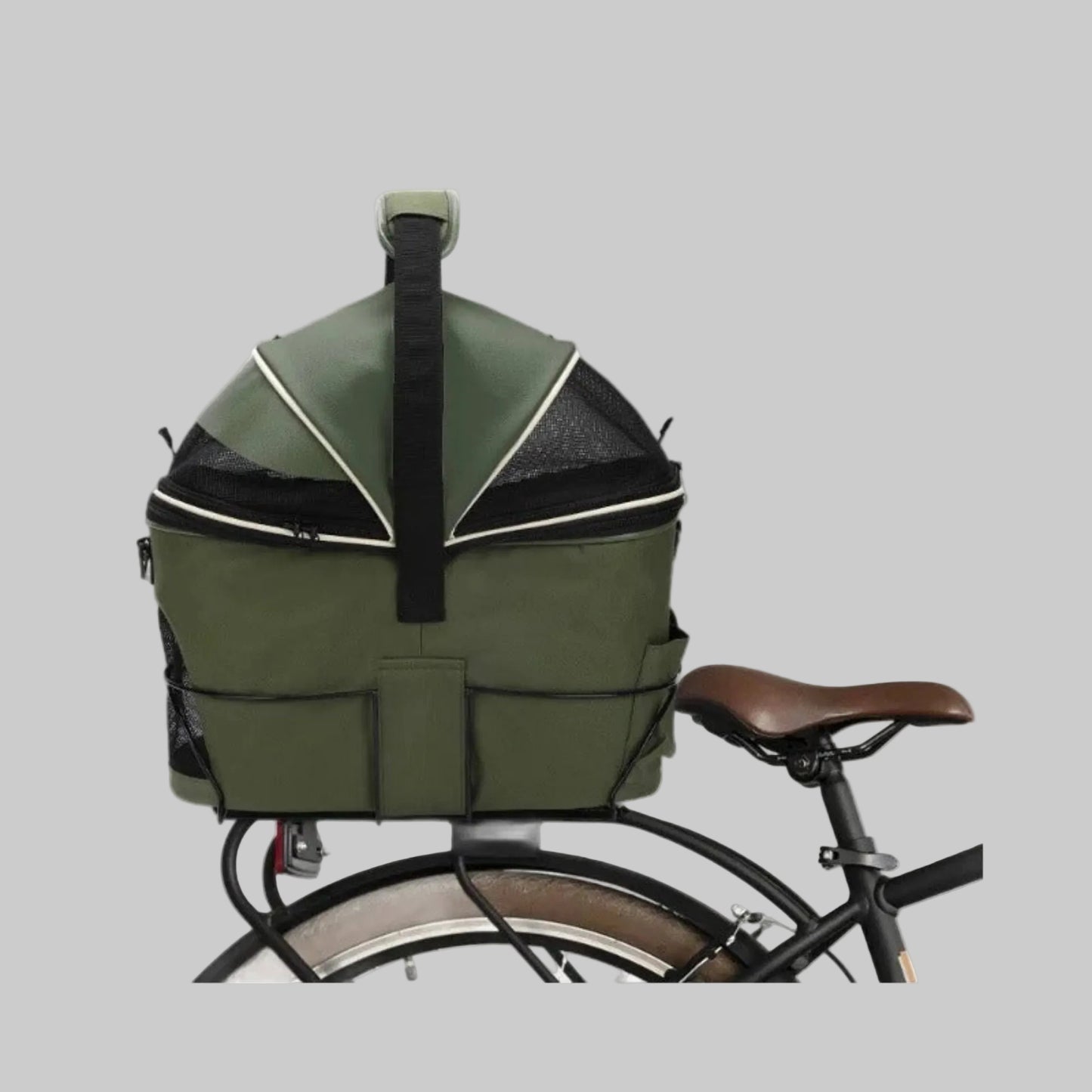 sac de transport pour chien vélo arrière installé