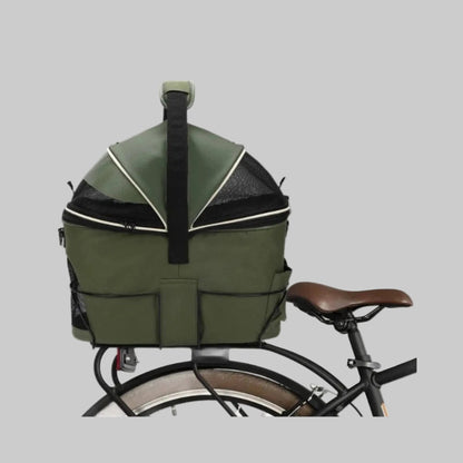 sac de transport pour chien vélo arrière installé