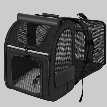 Sac de transport pour chien à structure indéformable, noir, panneaux en mesh et poche frontale